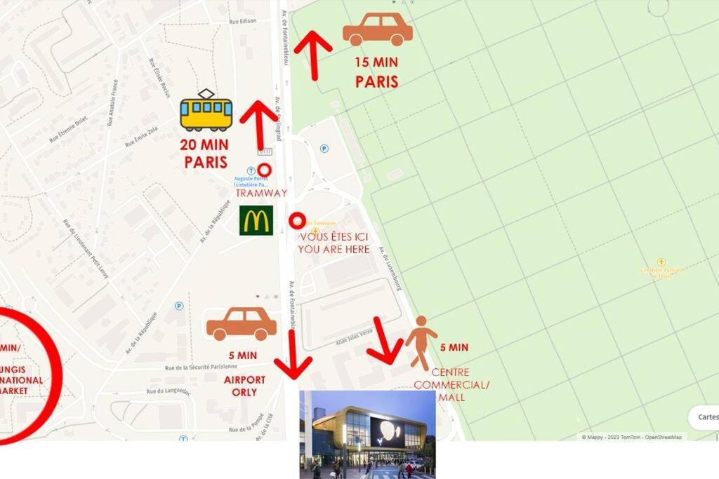 Appartement Paisible Et Bien Situe - Proche Aeroport D'Orly Et Tramway Pour Paris Thiais Ngoại thất bức ảnh